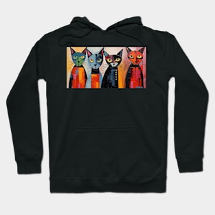 Four Cats on Guard Hoodie